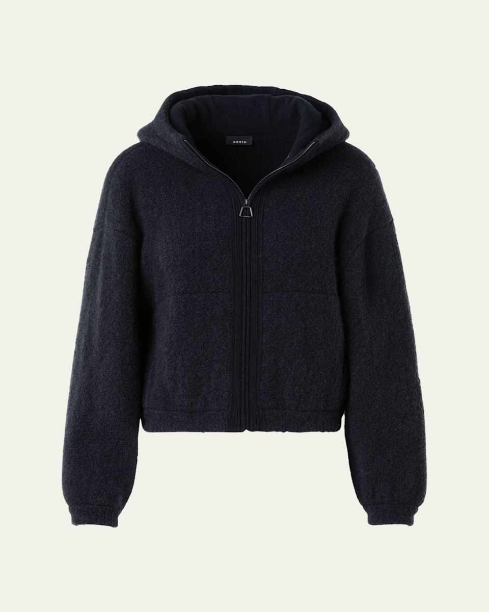 Cashmere-Silk Boucle Knit Hoodie